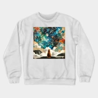 Cosmic Feline Dreamscape Crewneck Sweatshirt